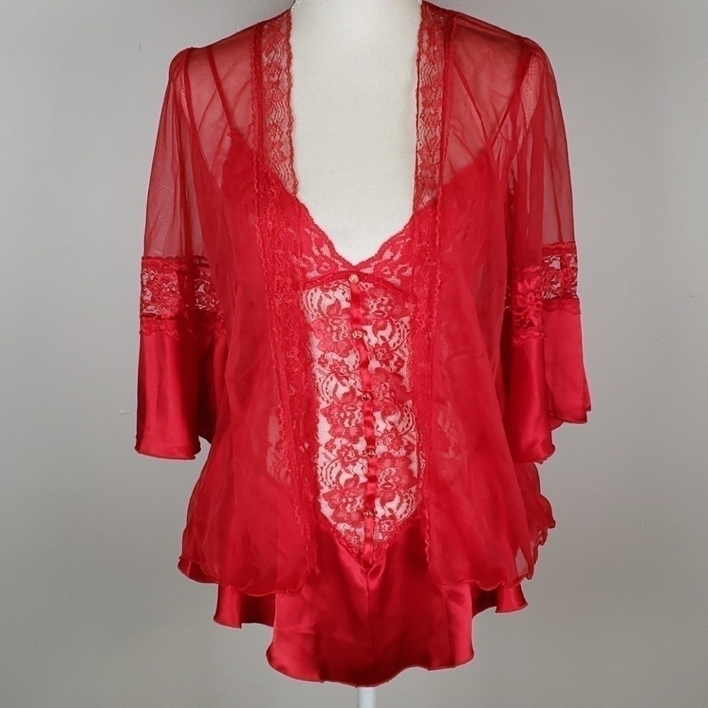 INTIMATO Amore Red Babydoll Teddy Set Satin Lace